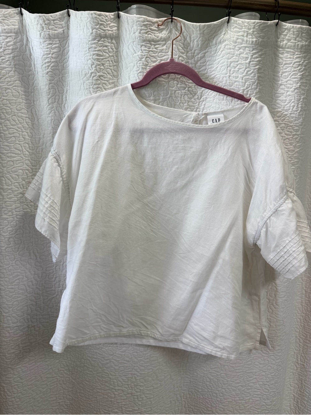GAP White Short Sleeve  with Pintuck Sleeves